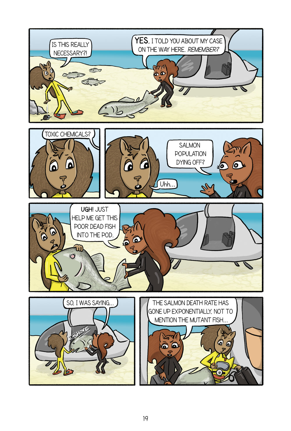 Page 19 Cognito is alarmed by touching the dead fish, but helps out anyway